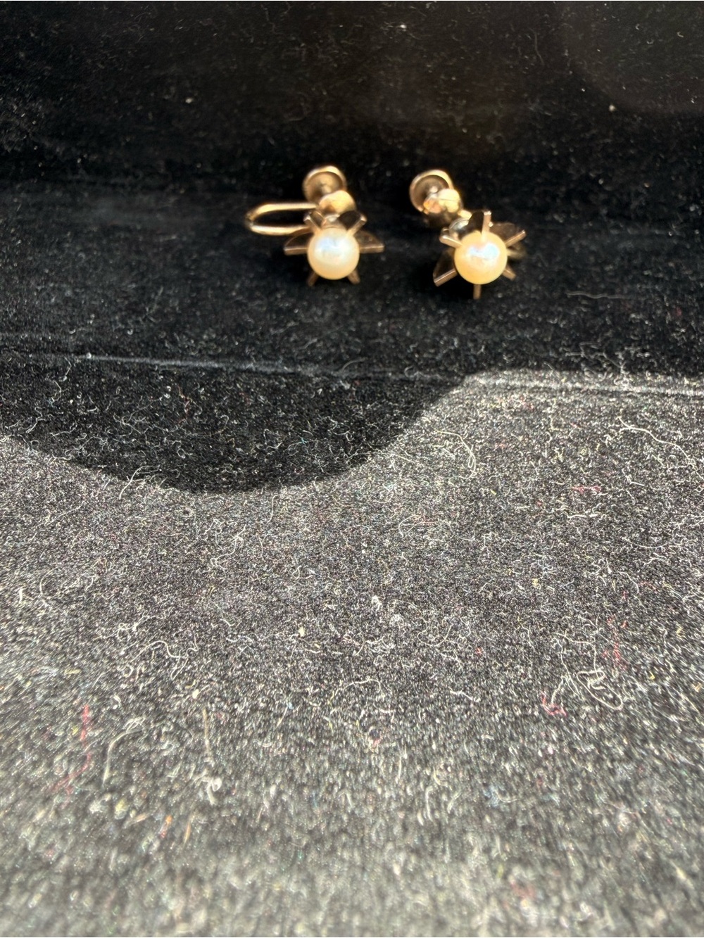 Vintage Antique Gold tone Pearl Star Stud Earrings - Classic Women's Jewelry